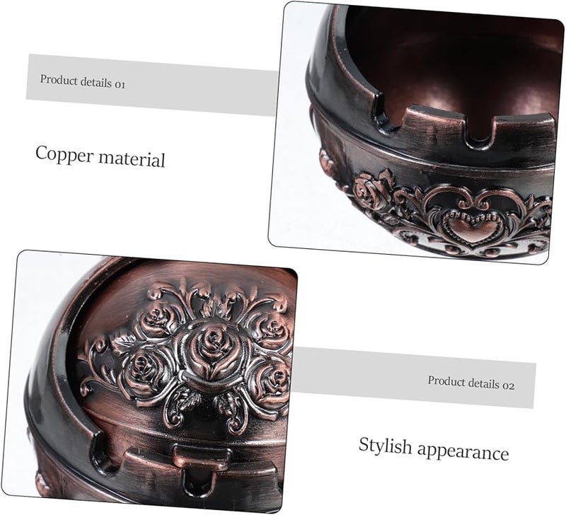 منفضة سجائر معدنية مستديرة مع غطاء للمنزل داخلية خارجية محمولة لغرفة المعيشة - Image 3